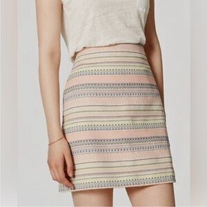 LOFT Striped Pink and Cream Mini Skirt